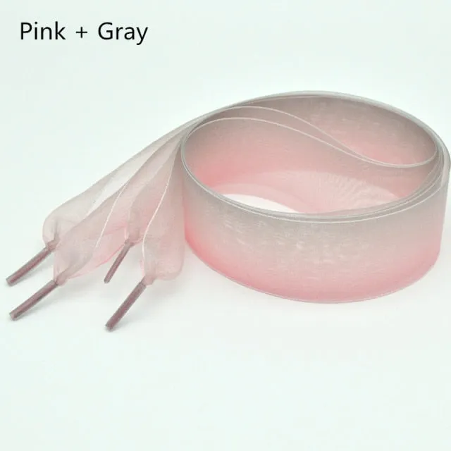 4 cm Wide Chiffon Organza Gradient Colours Shoelaces