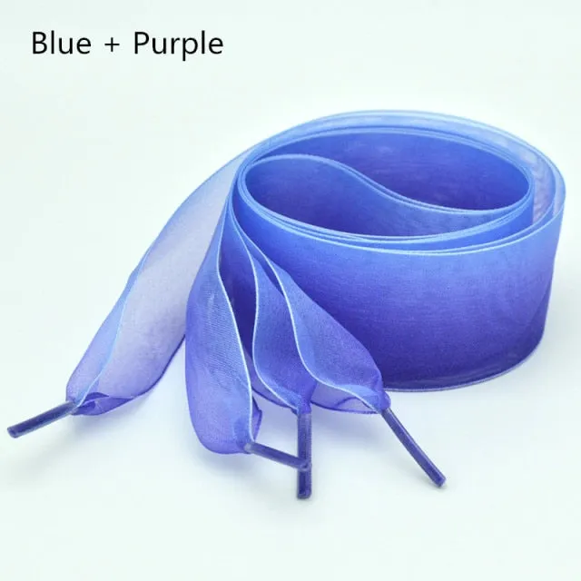 4 cm Wide Chiffon Organza Gradient Colours Shoelaces