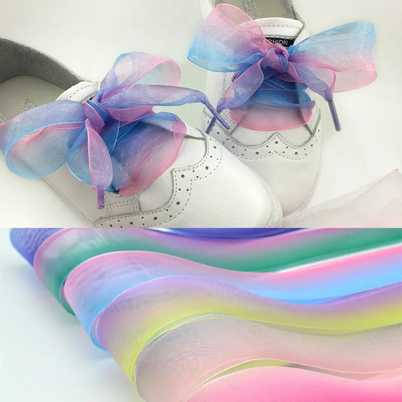 4 cm Wide Chiffon Organza Gradient Colours Shoelaces