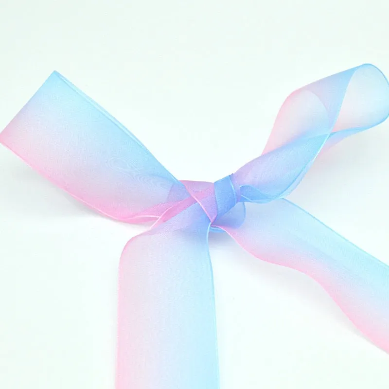 4 cm Wide Chiffon Organza Gradient Colours Shoelaces