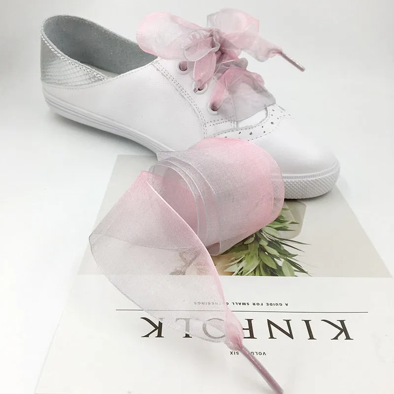 4 cm Wide Chiffon Organza Gradient Colours Shoelaces