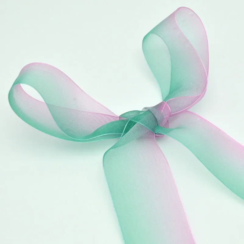 4 cm Wide Chiffon Organza Gradient Colours Shoelaces