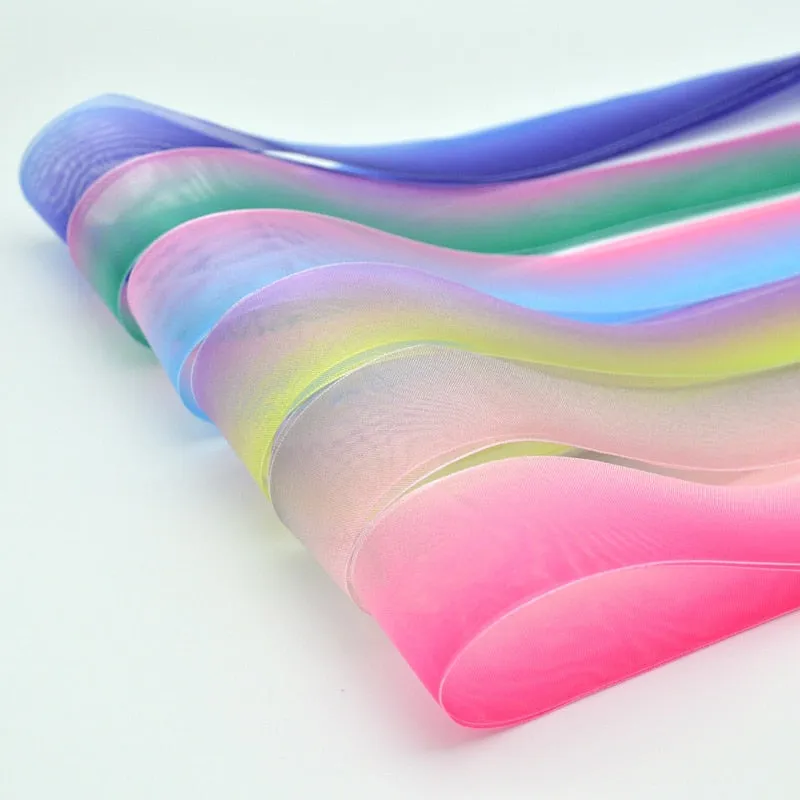 4 cm Wide Chiffon Organza Gradient Colours Shoelaces
