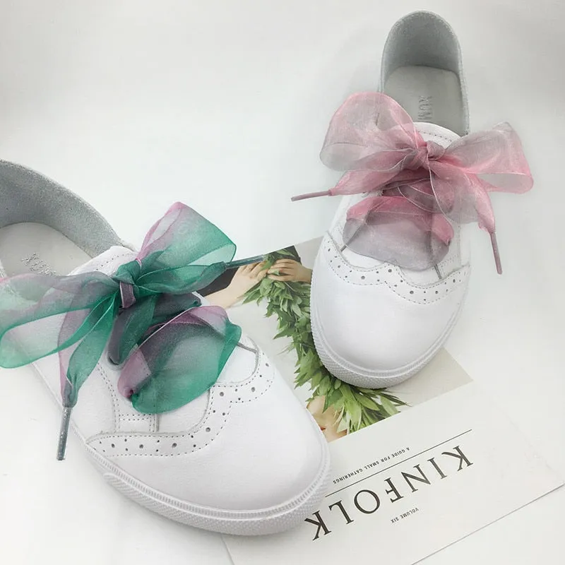 4 cm Wide Chiffon Organza Gradient Colours Shoelaces