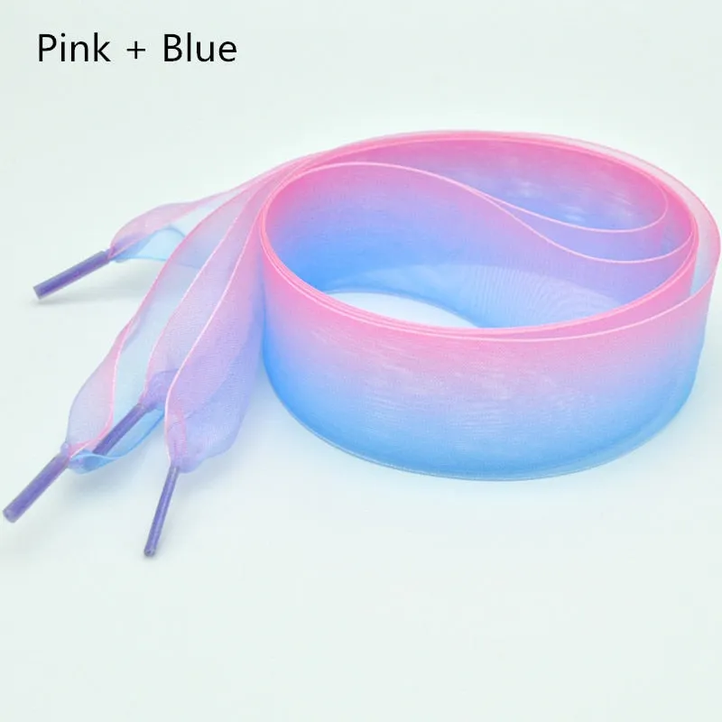 4 cm Wide Chiffon Organza Gradient Colours Shoelaces