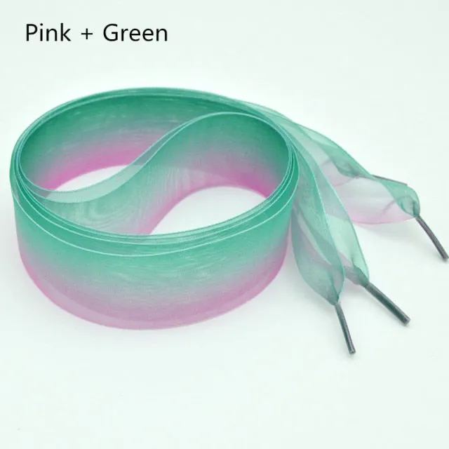 4 cm Wide Chiffon Organza Gradient Colours Shoelaces