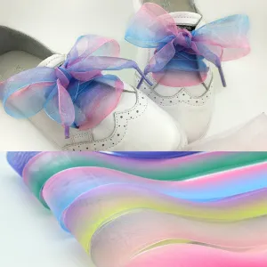 4 cm Wide Chiffon Organza Gradient Colours Shoelaces