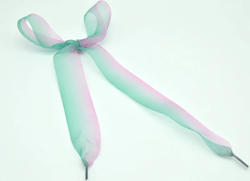 4 cm Wide Chiffon Organza Gradient Colours Shoelaces