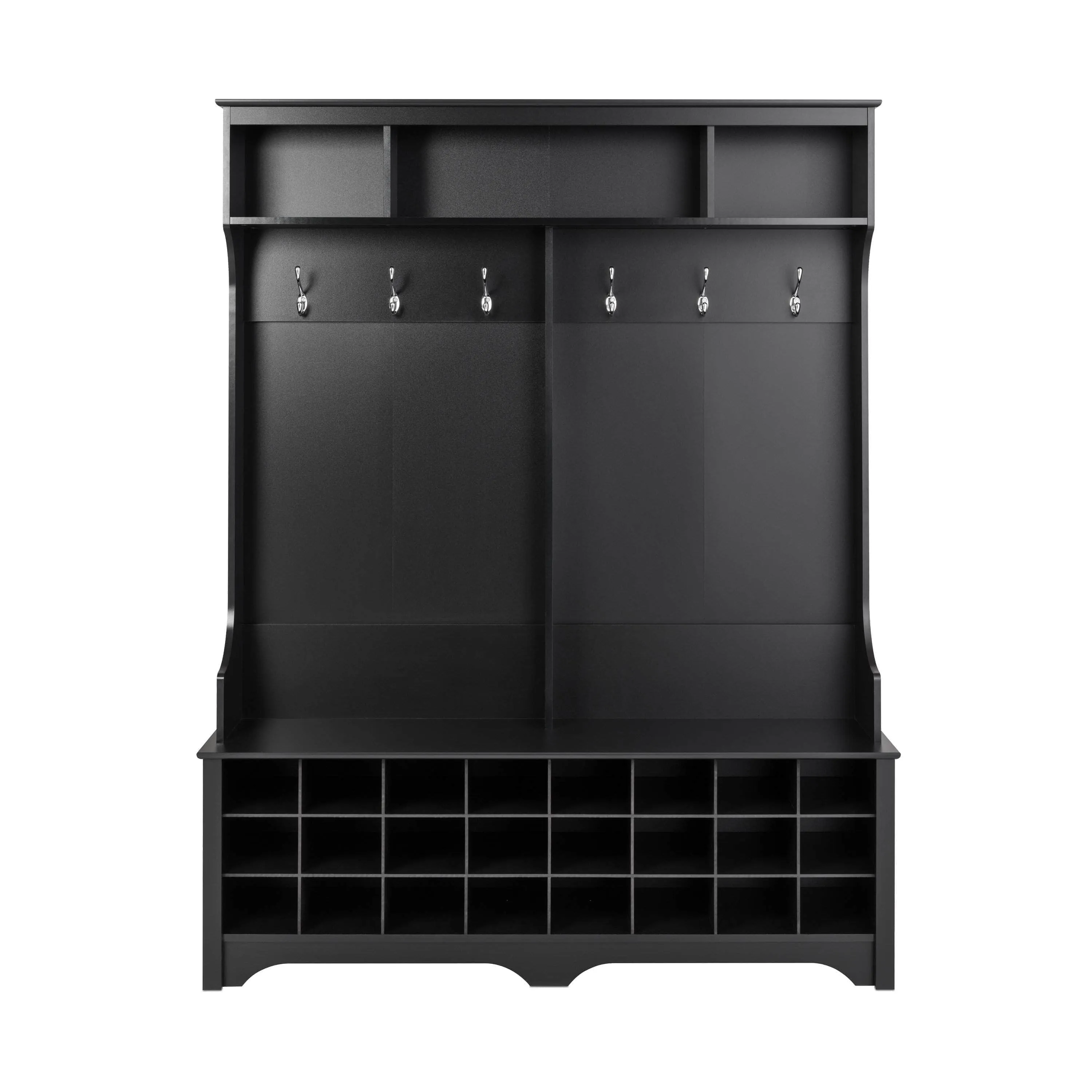 60" Wide Hall Tree with 24 Shoe Cubbies - Available in 4 Colours