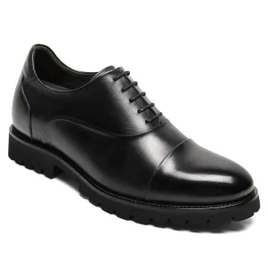 8 CM/3.15 Inches CMR CHAMARIPA Men's Height-Enhancing Black Leather Oxford Shoes