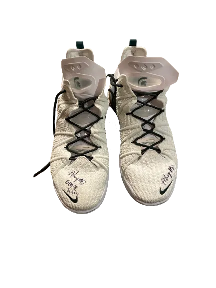 Aaron Henry Michigan State Basketball Player Exclusive Signed Game Worn Shoes (Size 15) - Photo Matched