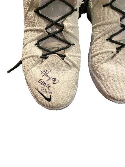 Aaron Henry Michigan State Basketball Player Exclusive Signed Game Worn Shoes (Size 15) - Photo Matched