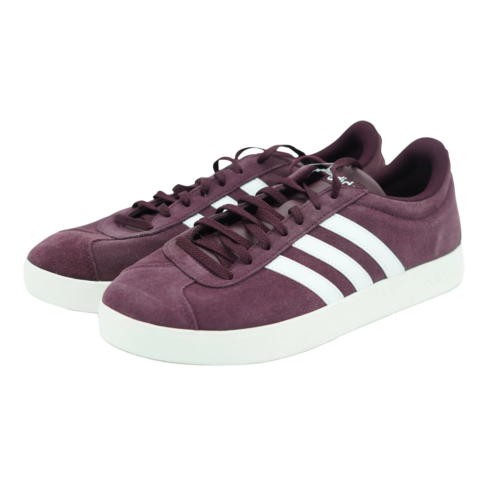 Adidas Men's VL Court 2.0 Suede Athletic Casual Shoes Maroone White Size 10