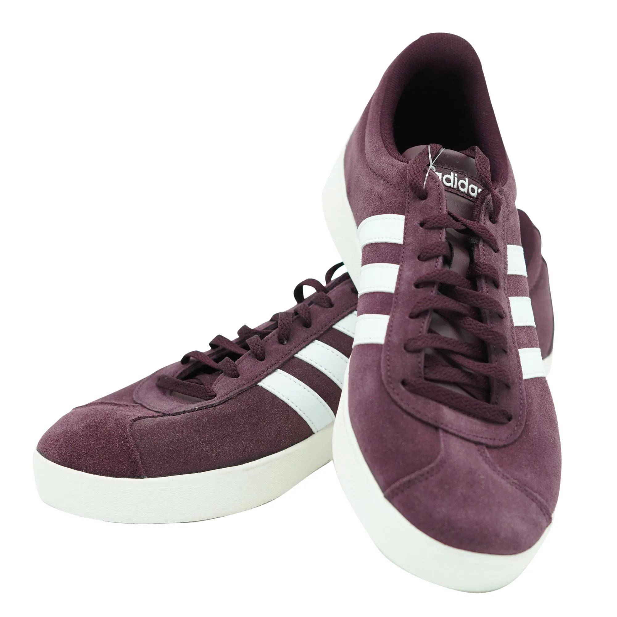 Adidas Men's VL Court 2.0 Suede Athletic Casual Shoes Maroone White Size 10