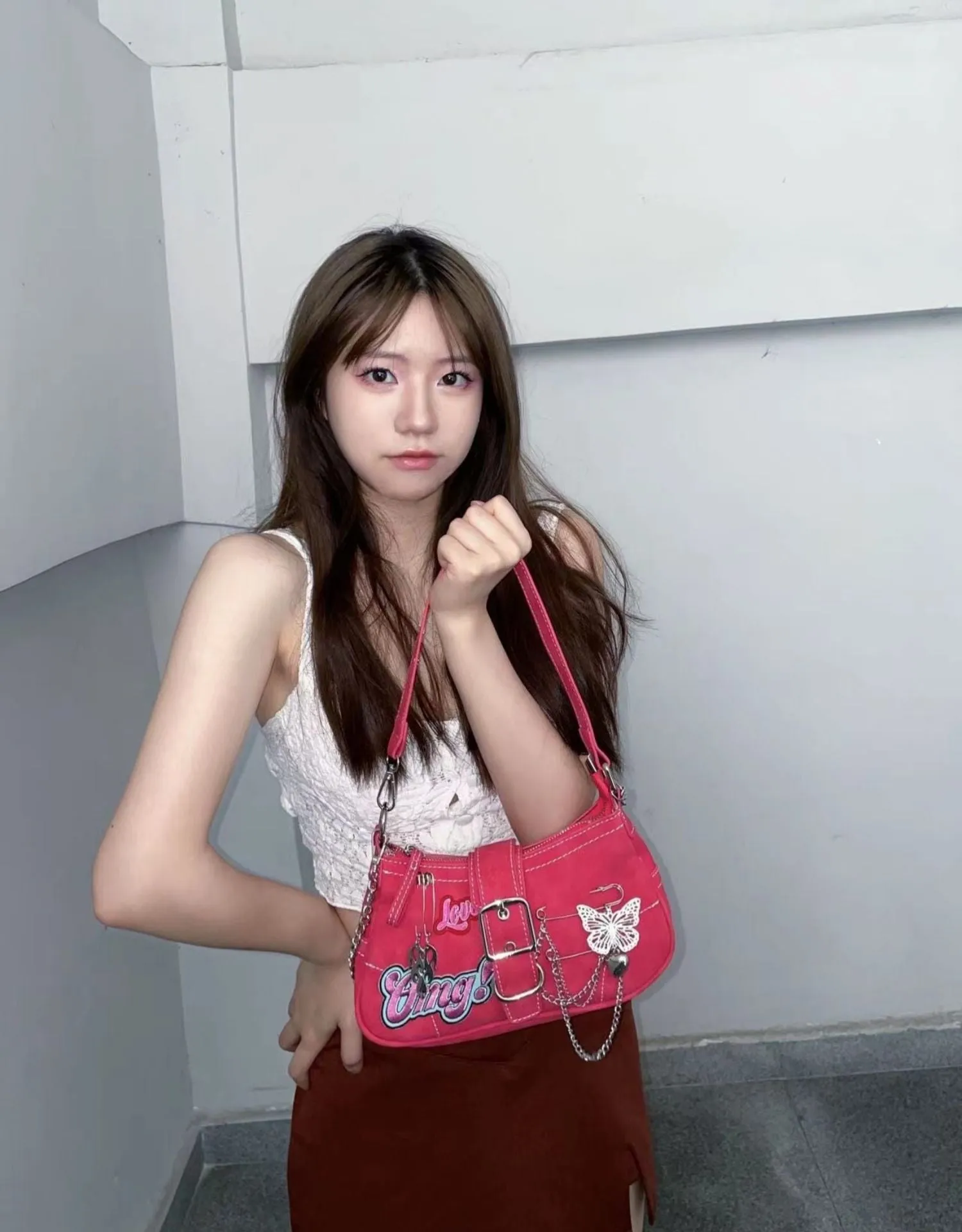 Amozae-Back To School Gifts 2000s Metal Embellished Y2K Shoulder Bag