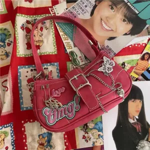 Amozae-Back To School Gifts 2000s Metal Embellished Y2K Shoulder Bag