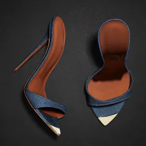 Best Quality Denim Upper High Heel Shoes