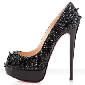 Christian Louboutin - Brand New "Very Mix 150" Black Patent Calf Open Toe High Heels - IT 39