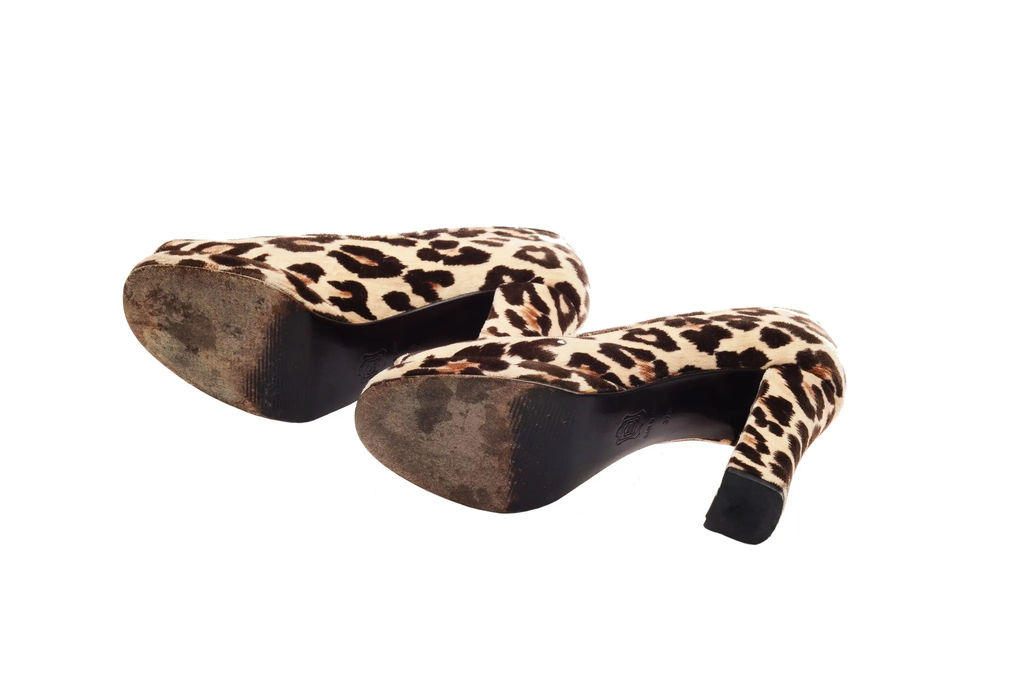 Dolce & Gabbana - Velvet Leopard Platform Heels - IT 37 1/2