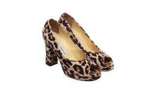 Dolce & Gabbana - Velvet Leopard Platform Heels - IT 37 1/2