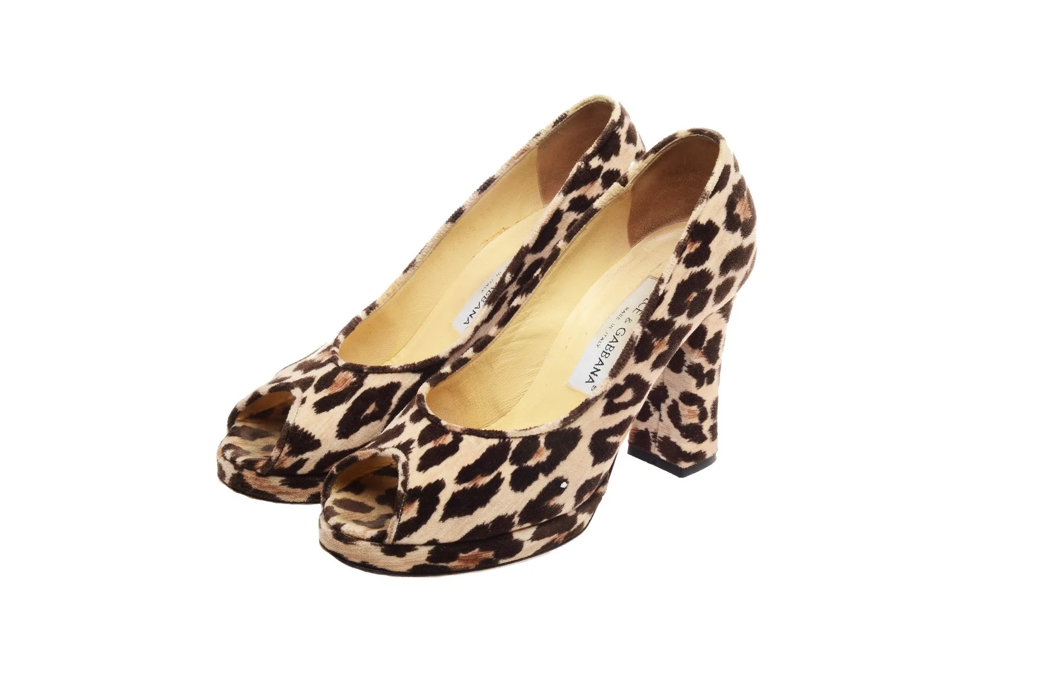 Dolce & Gabbana - Velvet Leopard Platform Heels - IT 37 1/2