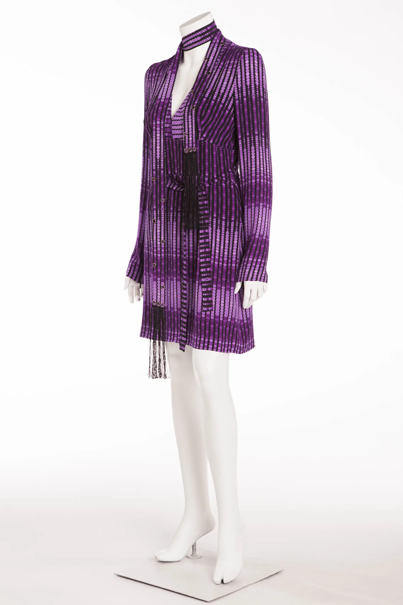 Iconic Vintage Gucci - Editorial, As Seen on Fall 2006 Runway Collection - Long Sleeve Purple Dot Dress - IT 42