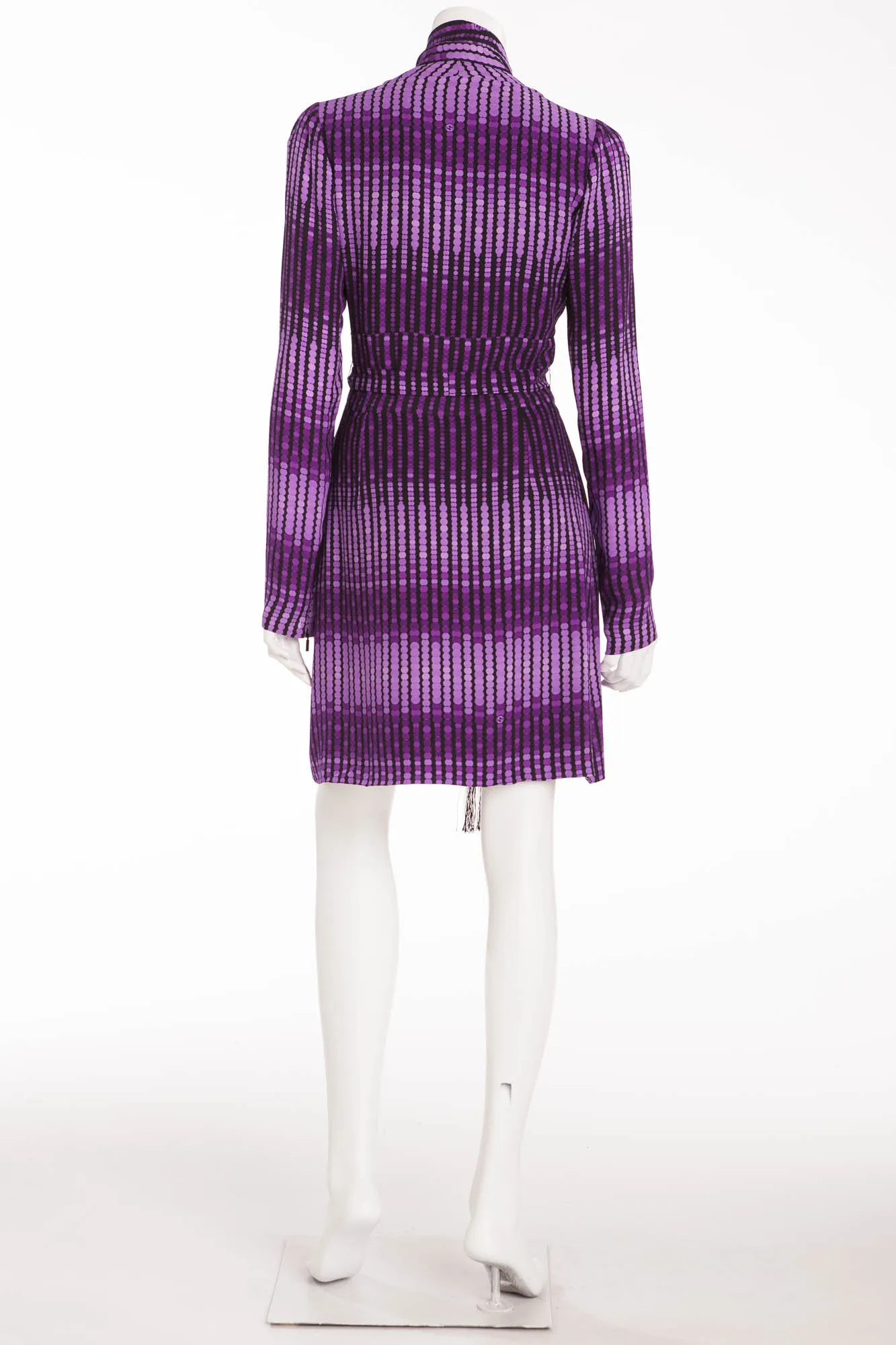 Iconic Vintage Gucci - Editorial, As Seen on Fall 2006 Runway Collection - Long Sleeve Purple Dot Dress - IT 42
