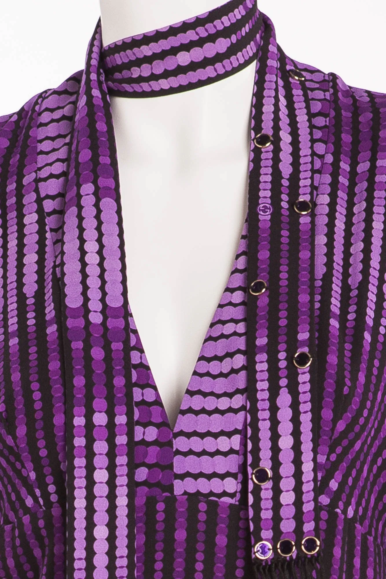 Iconic Vintage Gucci - Editorial, As Seen on Fall 2006 Runway Collection - Long Sleeve Purple Dot Dress - IT 42