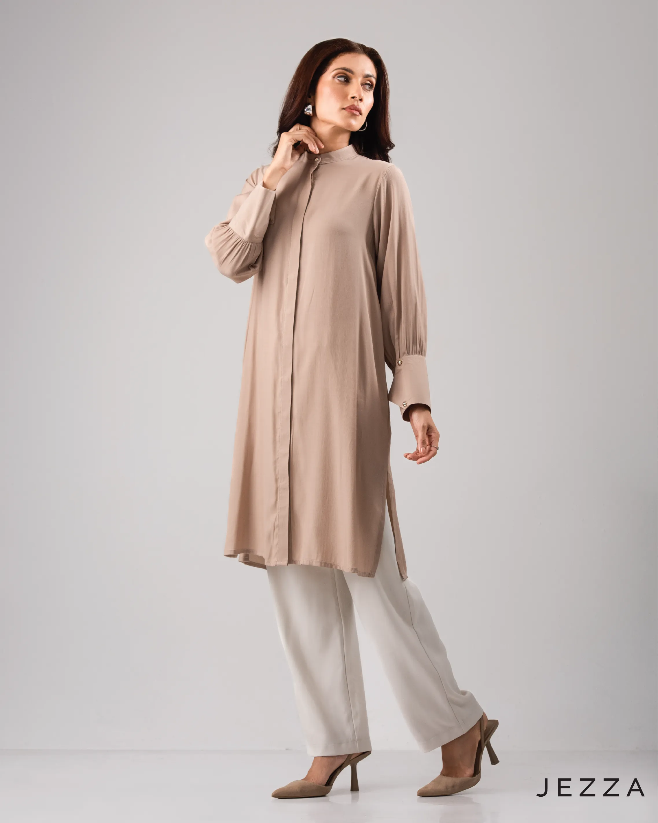 Knee Length Top With Decorative Cuff 58522