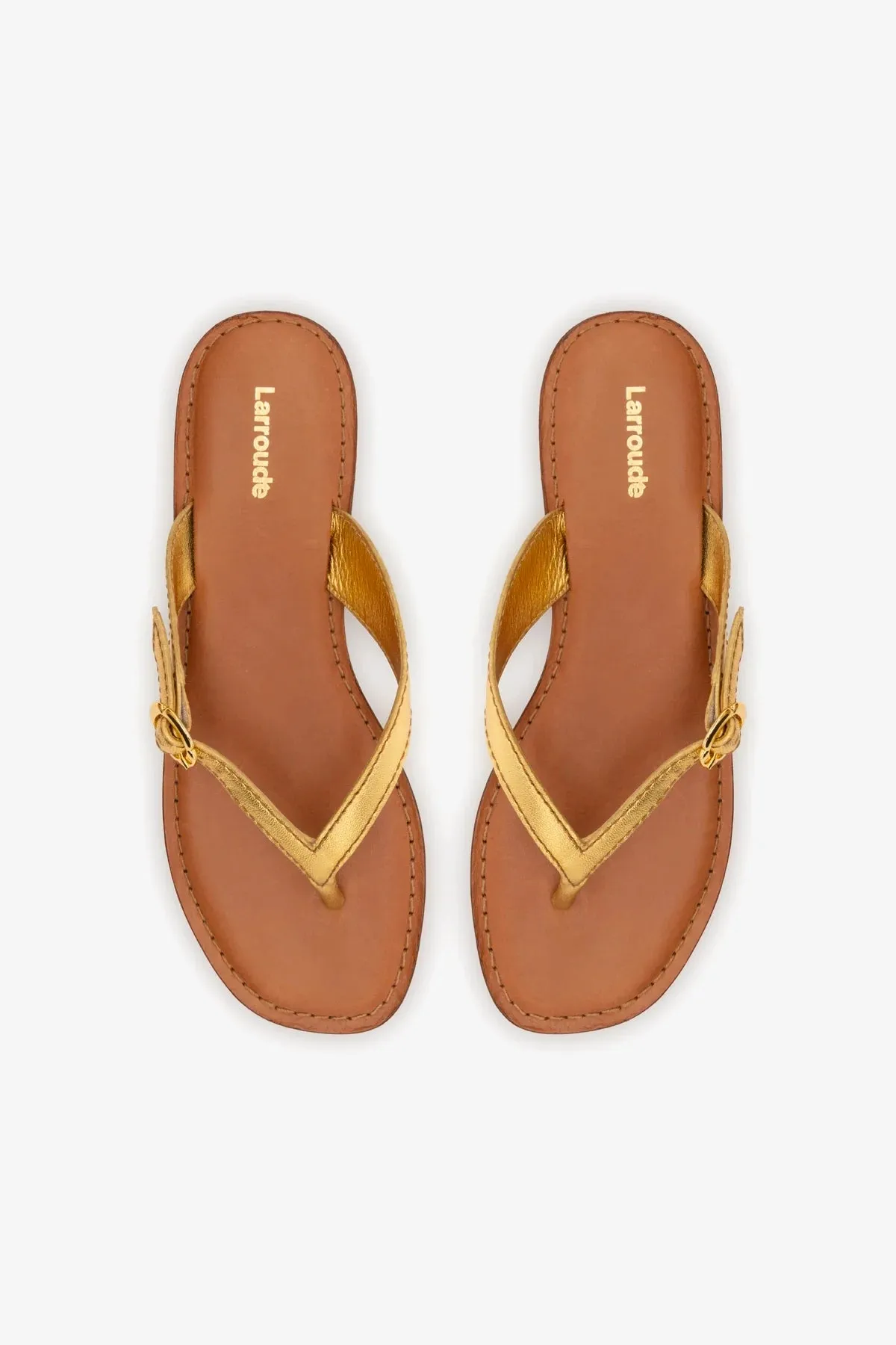 Mary Kate Flat Sandal In Gold Metallic Leather