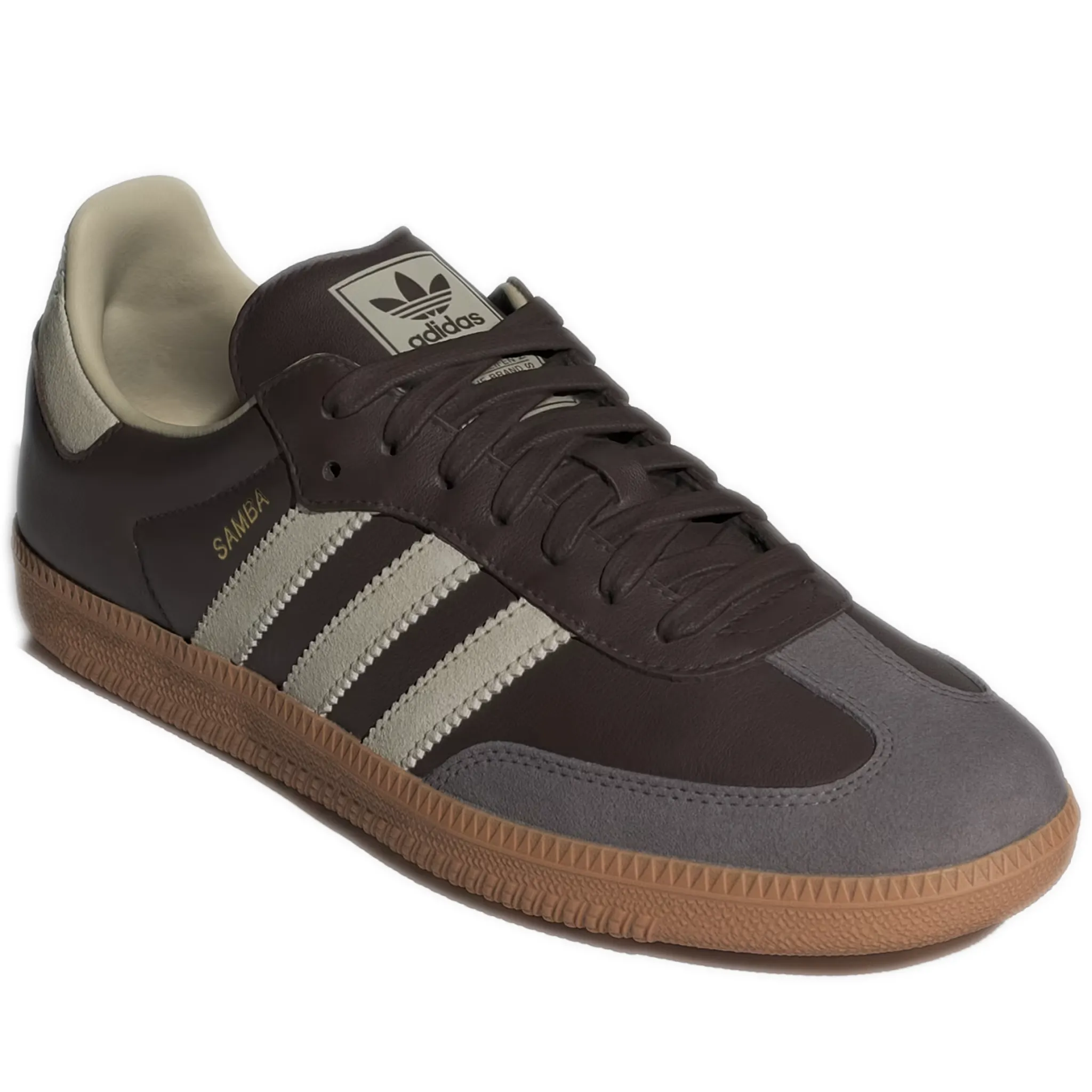 Men's Adidas Samba OG Shoes - Brown / Putty Grey / Gold Metallic