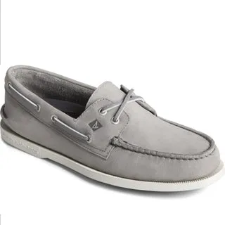 Men's Authentic Original Cross Lace Leather Boat Shoe - Grey (STS24869)