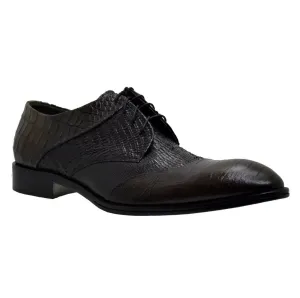 Men's Italian Shoes Jo Ghost 1631 Brown Leather Print Crocodile Formal Shoes available sizes 43 45
