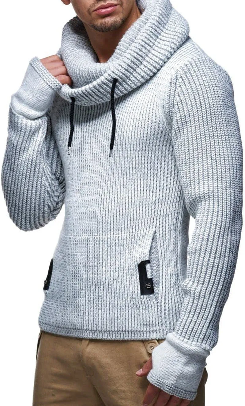 Men’S Knitted Pullover | Long-Sleeved Slim Fit Shirt | Basic Longsleeve Sweatshirt with Shawl Collar for Men