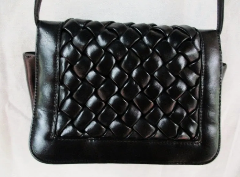 MICHIKO FOR MARKAY woven shoulder bag messenger crossbody purse satchel BLACK S