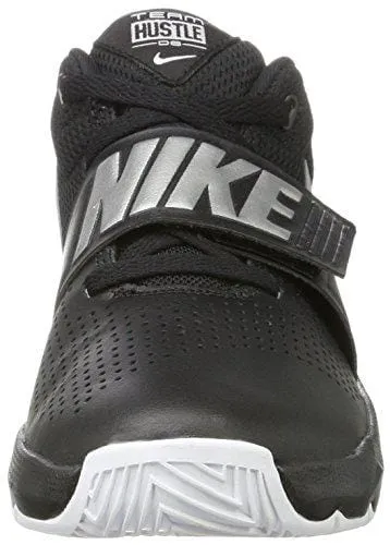 Nike Boys' Team Hustle D 8 (GS) Basketball Shoe, Black/Metallic Silver - White, 4Y Youth US Big Kid