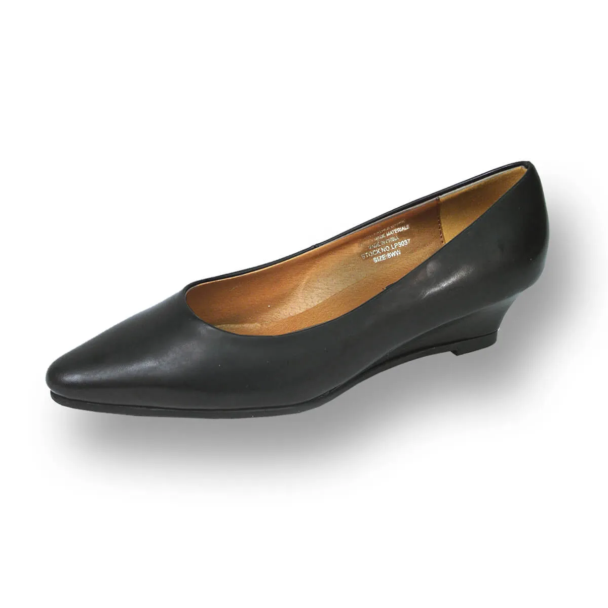 PEERAGE Gloria Women's Wide Width Leather Wedge Shoes