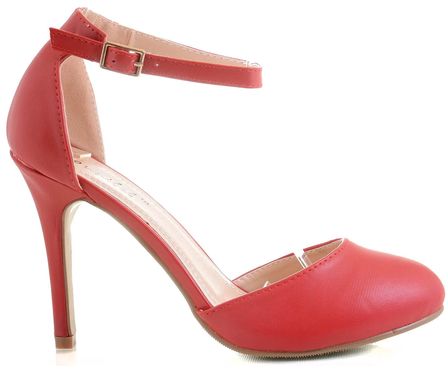 Red Maryjane Rockabilly Anklet Round toe Vegan