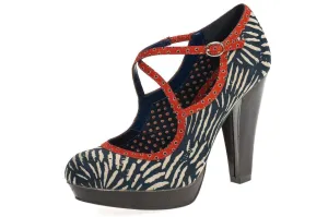 Ruby Shoo Viv Navy Blue Platform Cross Strap Mary Jane Shoes by Ruby Shoo