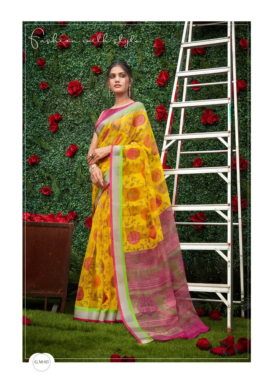 Shreyans Fashion Presents Geneus Multy Pattu Cotton Casual Wear Sarees
