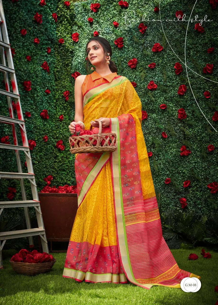 Shreyans Fashion Presents Geneus Multy Pattu Cotton Casual Wear Sarees