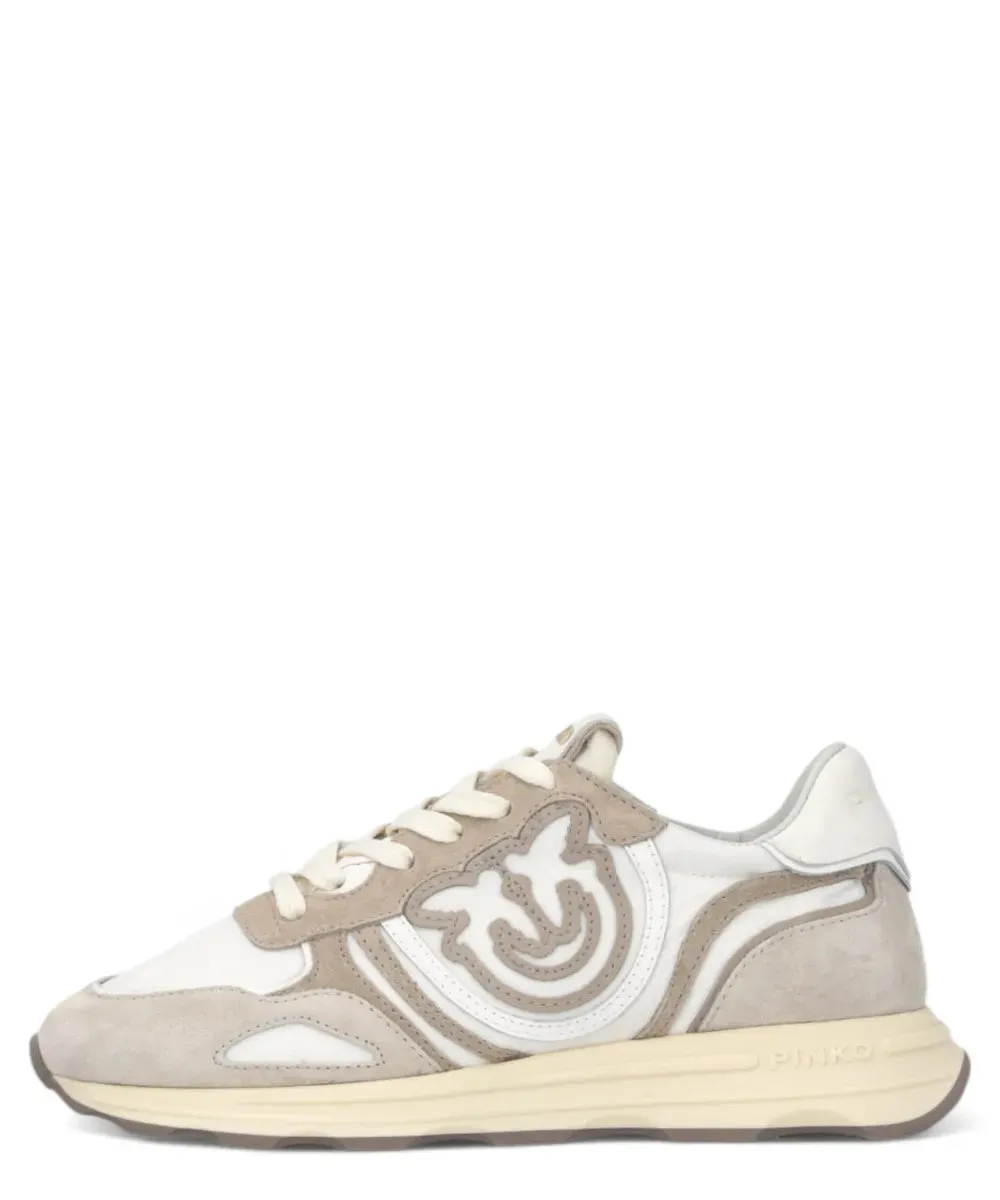 Sneakers Pinko in Pelle e Suede con Suola Sagomata e Logo