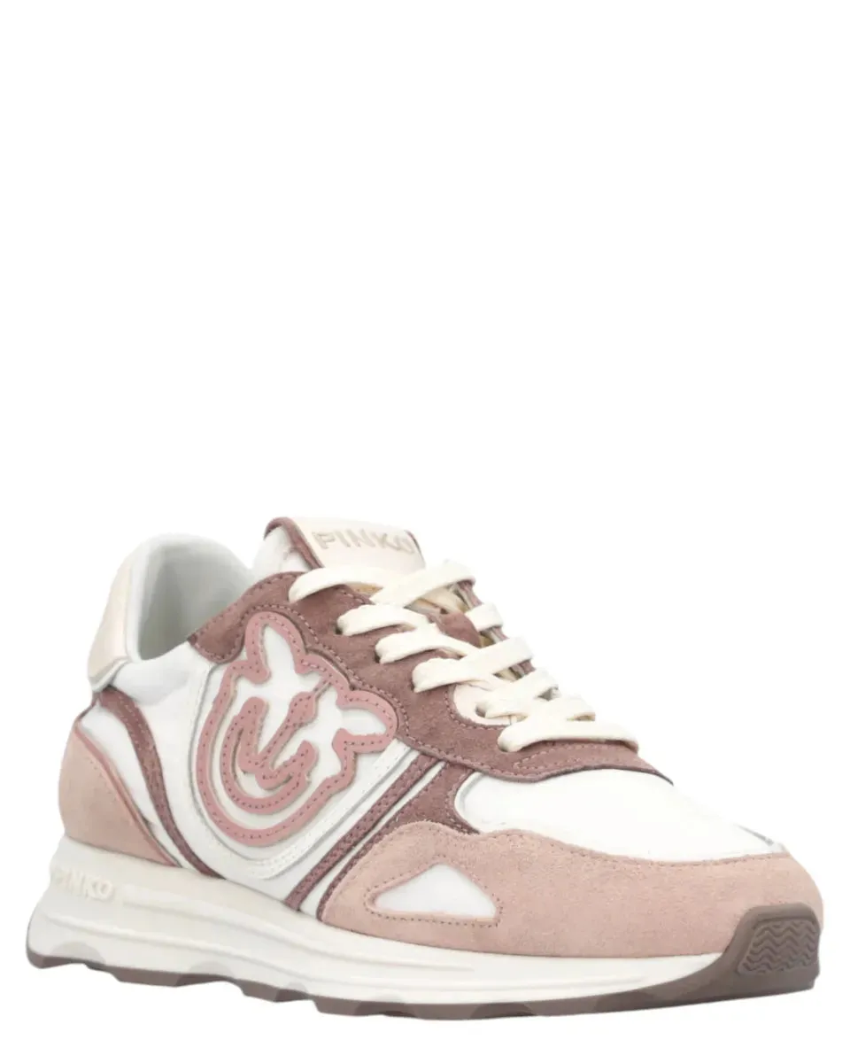 Sneakers Pinko in Pelle e Suede con Suola Sagomata e Logo