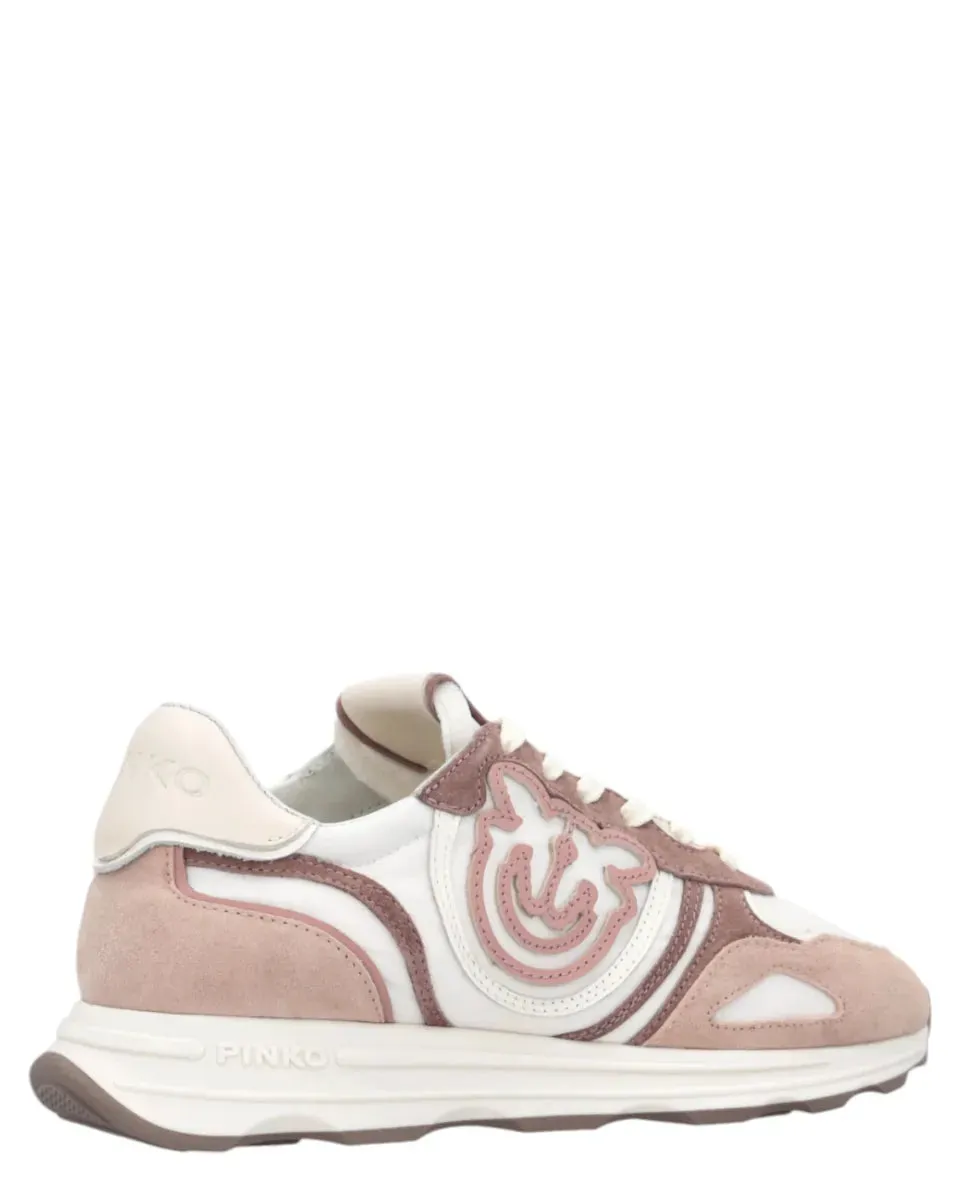 Sneakers Pinko in Pelle e Suede con Suola Sagomata e Logo