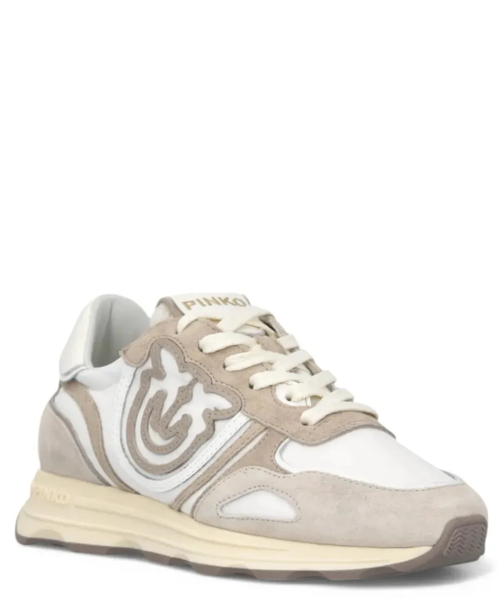 Sneakers Pinko in Pelle e Suede con Suola Sagomata e Logo