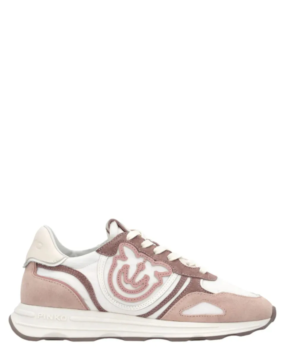 Sneakers Pinko in Pelle e Suede con Suola Sagomata e Logo