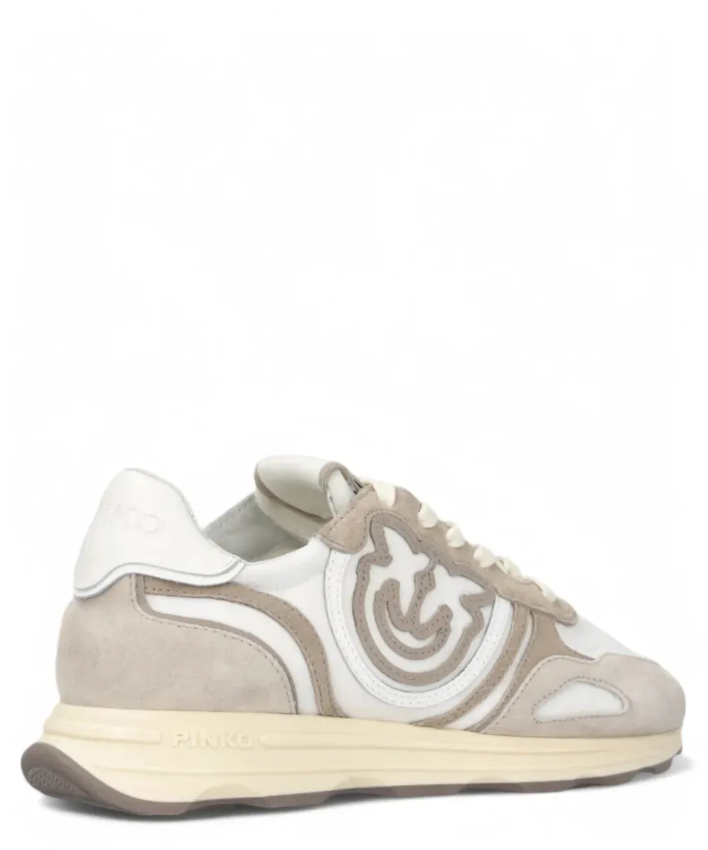 Sneakers Pinko in Pelle e Suede con Suola Sagomata e Logo