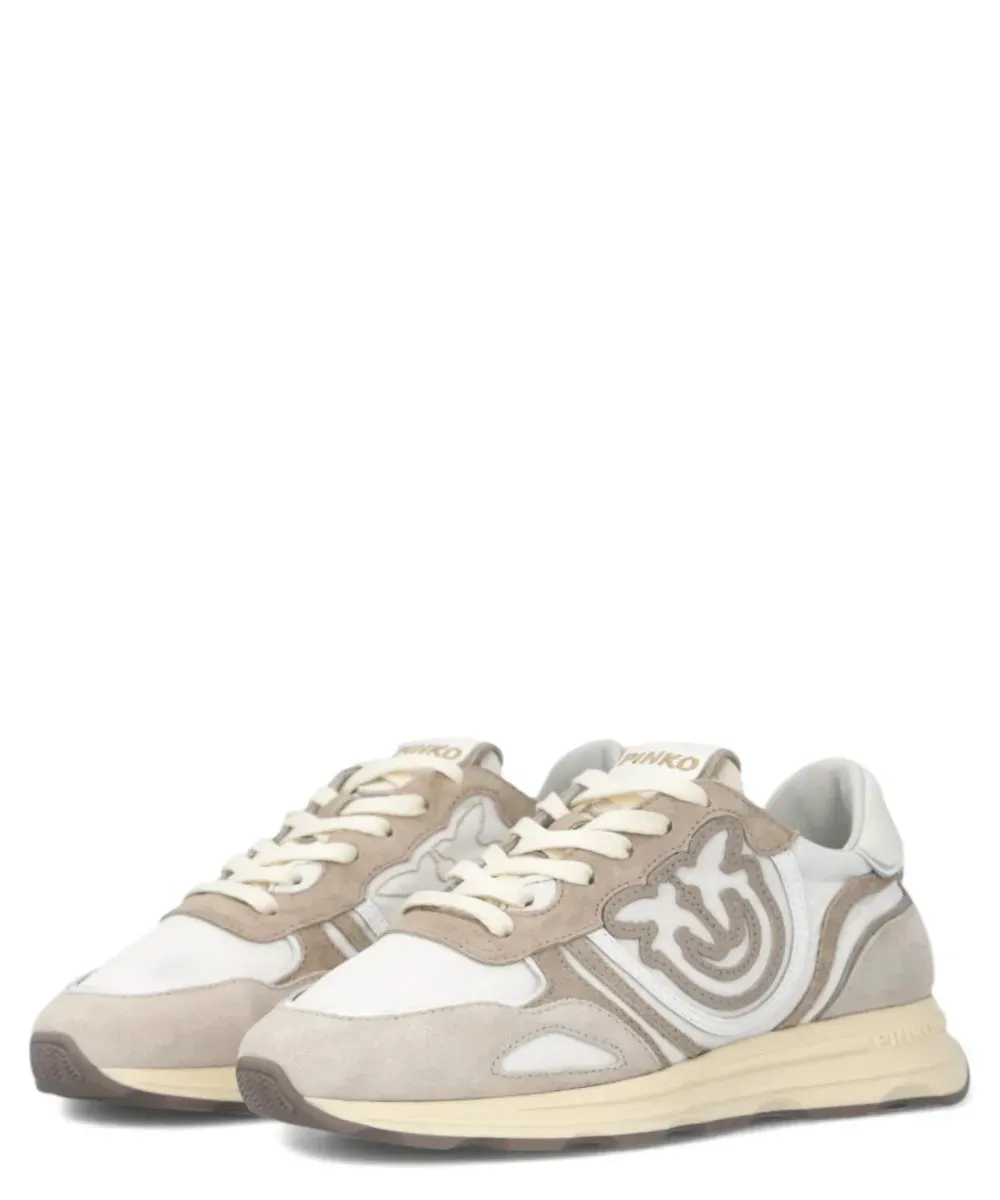 Sneakers Pinko in Pelle e Suede con Suola Sagomata e Logo