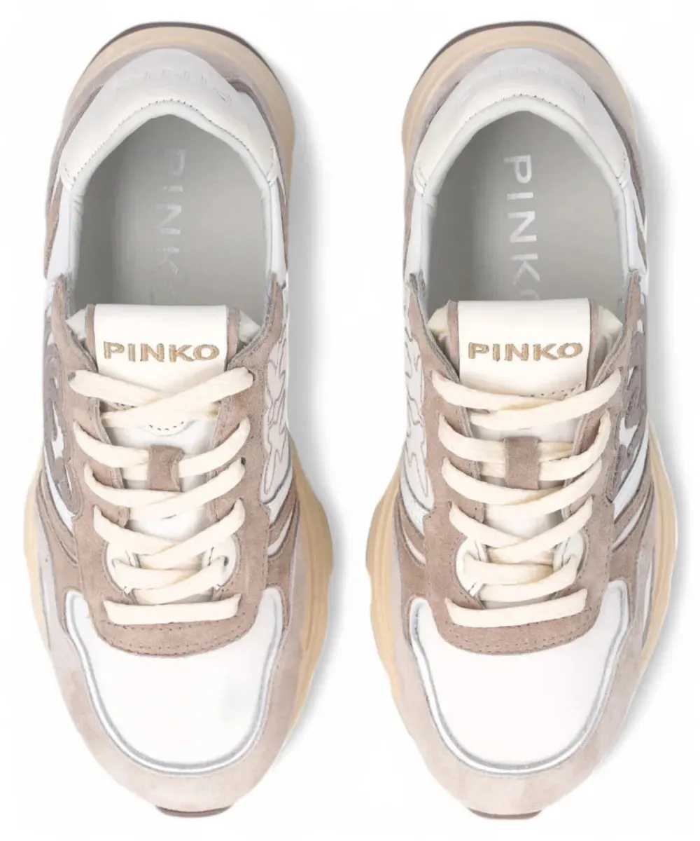 Sneakers Pinko in Pelle e Suede con Suola Sagomata e Logo