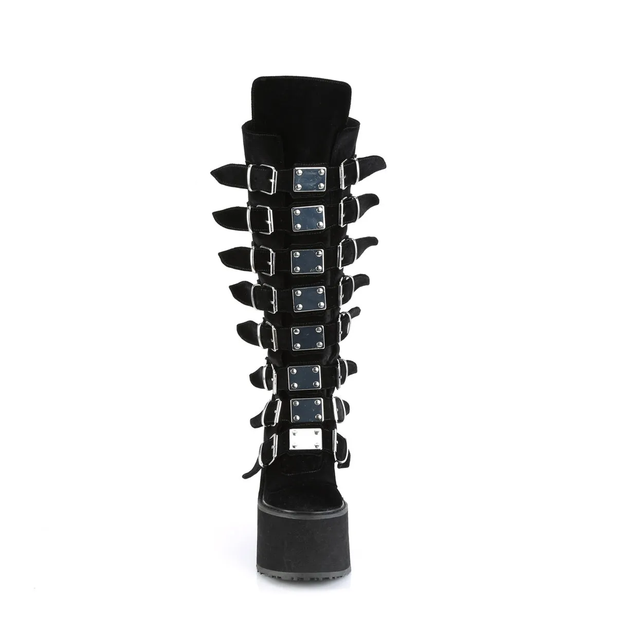 SWING-815 DemoniaCult Black Velvet Sexy Women's Mid-Calf & Knee High Boots (Alternative Footwear)